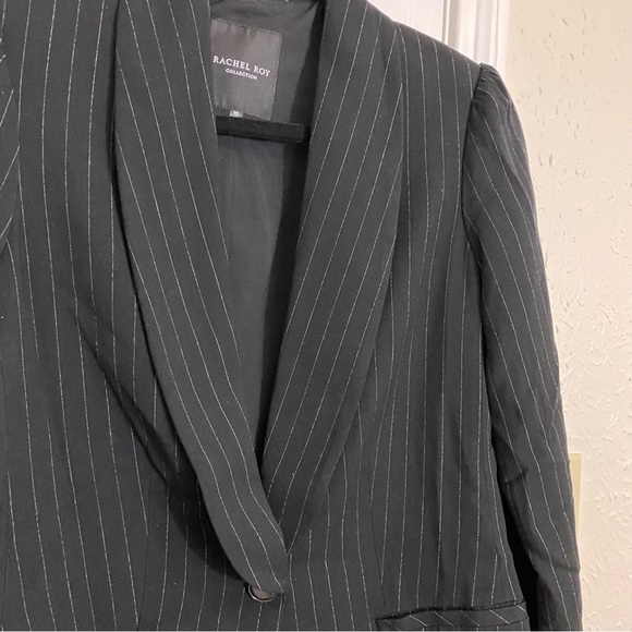 Rachel Roy Collection Pinstripe Puff Sleeve Belted Blazer size 10 - Picture 8 of 9